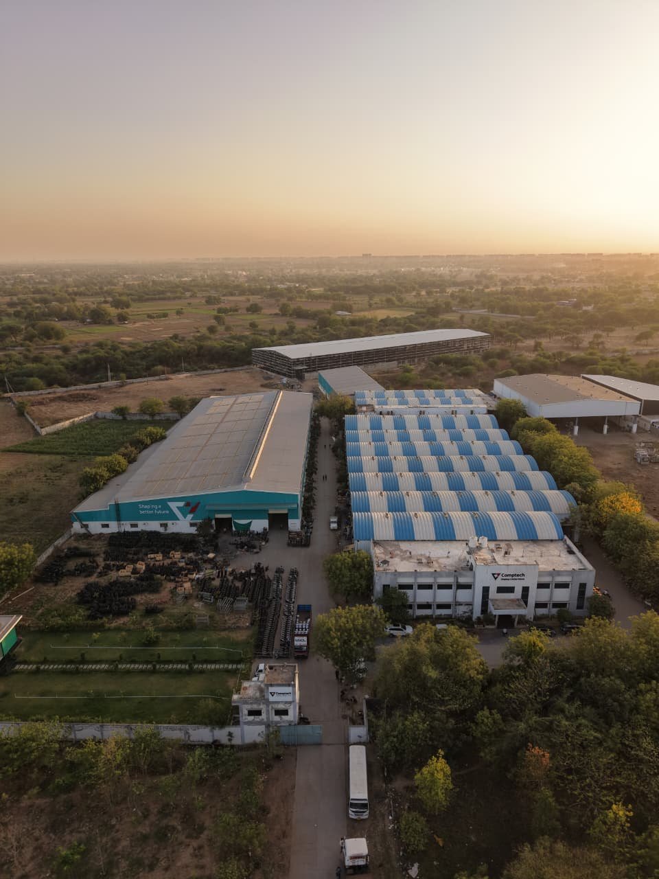 Comptech plant at sunset